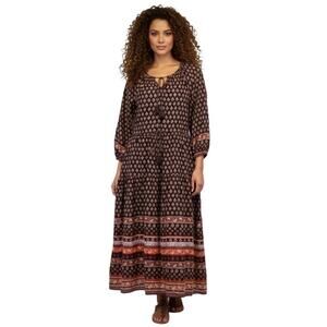 Old Navy Tiered Maxi Dress Size M Brown Floral Boho Peasant Cottagecore Size M